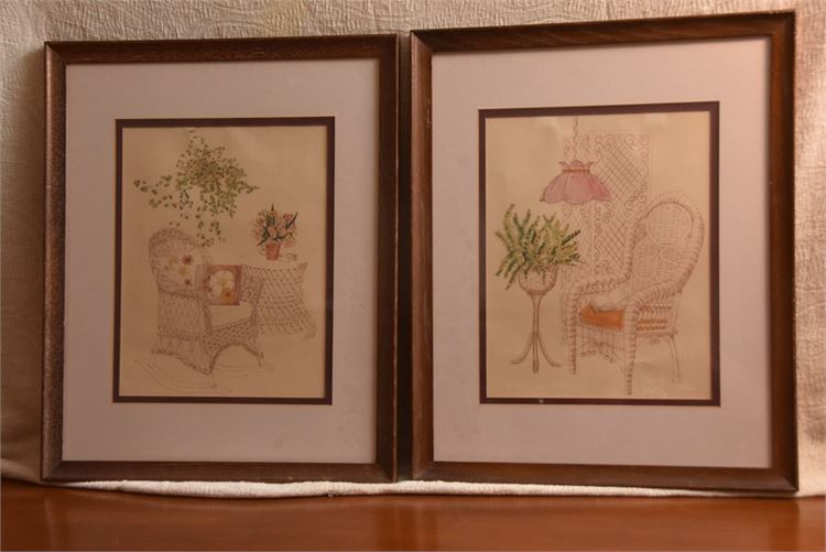 Pair Framed Watercolors