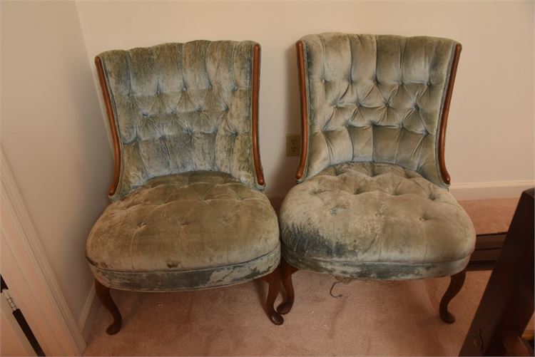 Pair Vintage Tufted Chairs