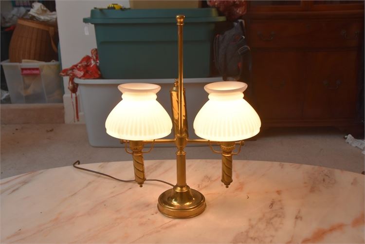 Vintage Brass Two Light Table Lamps