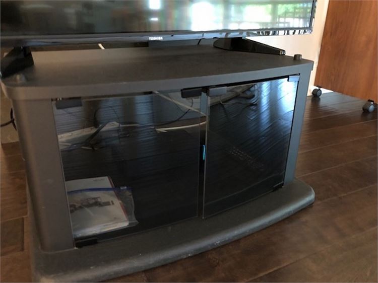 TV Stand with Front Glass Cabinet