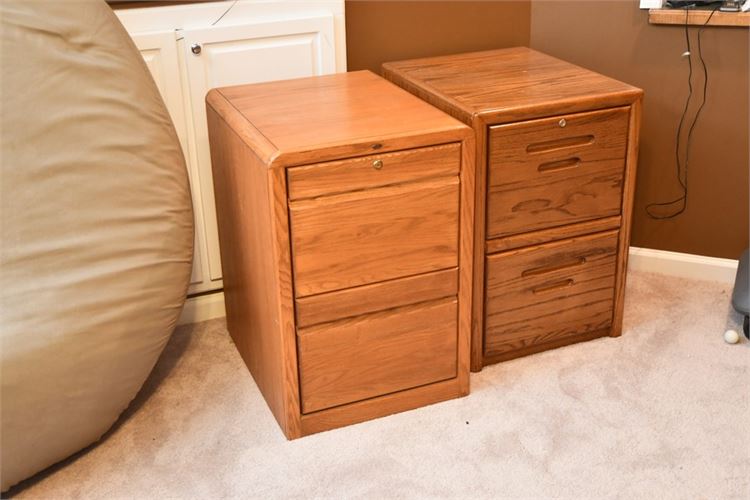 Two (2) Wooden File Cabinets
