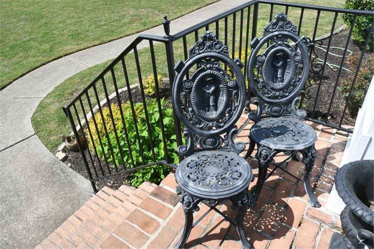 Pair Ornate Metal Garden Seats