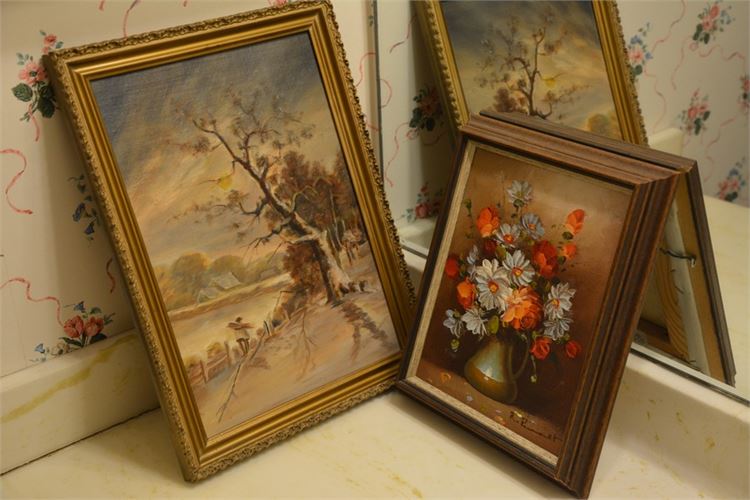 Two (2) Framed Vintage Oil On Canvas Artworks