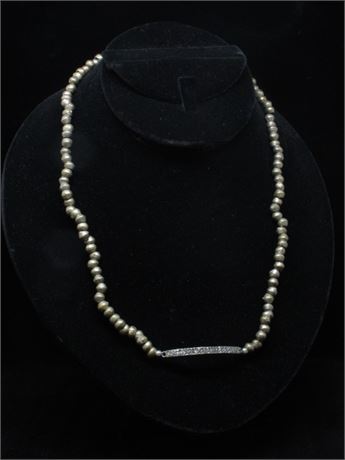 Silver/White Metal and Diamond Necklace