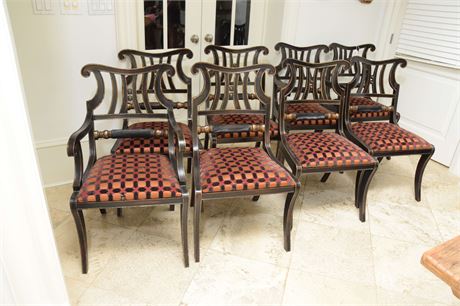 Eight quality empire lyre back dining chairs