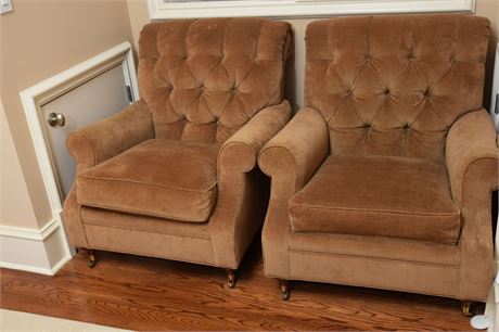 Pr Milling House Upholstered Armchairs