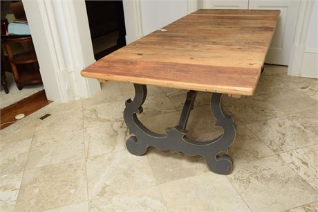Wooden plank top Trestle table