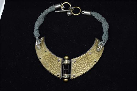 Lanvin Hammered Metal Collar Necklace