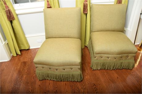 Pair of Green Upholstered Side Chairs