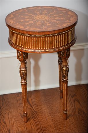 Maitland Smith Inlaid Drum Top Occasional Table