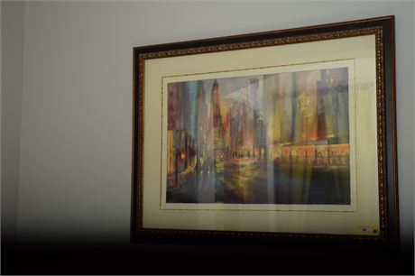 Allinson -Framed Print Street Scene With The Lights