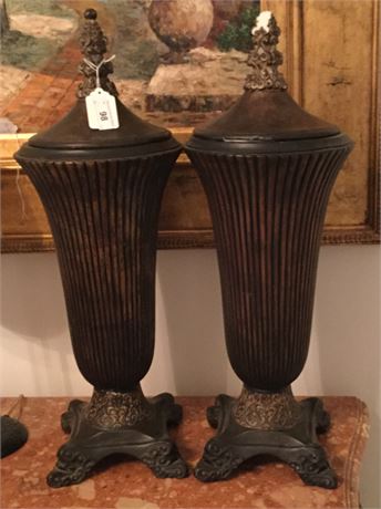 Tall Decorative Composition Lidded Vase