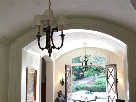 Pair bronze  empire style chandeliers