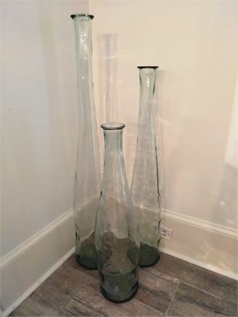 Trio of Tall Glass Vases