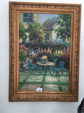 Oil painting garden scene