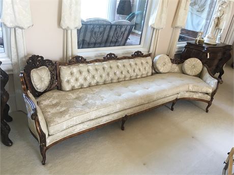 Ornate, vintage, white sofa.