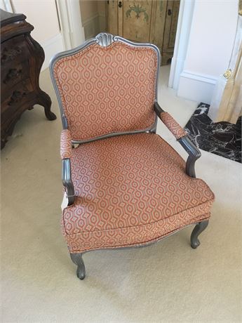 Upholstered, silver chair
