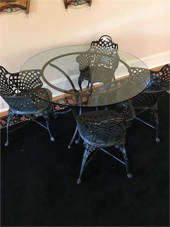 Glass Top Table with 4 Chairs (Outdoor or Indoor)