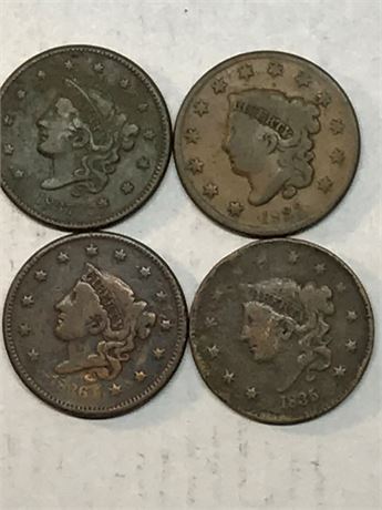 Four Large American Cents