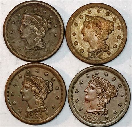Four American Large Cents Coins