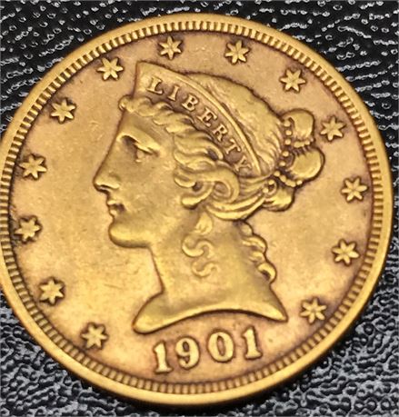 1901 Five Dollar US Gold Coin