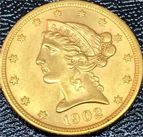 1902 Five Dollar US Gold Coin
