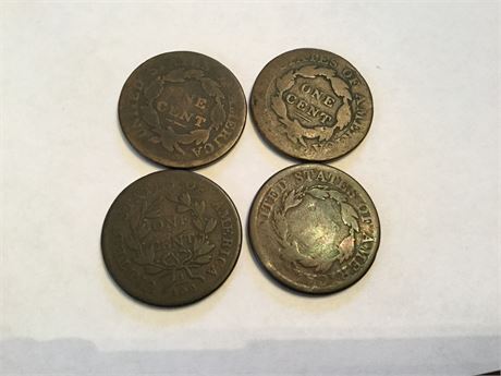 Four American Large Cents
