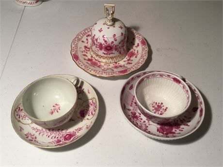Lot 120. Meissen Set Cups, Saucers and Bell