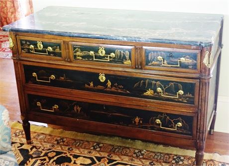 Lot 84. Antique Chinoiserie Decorated Commode