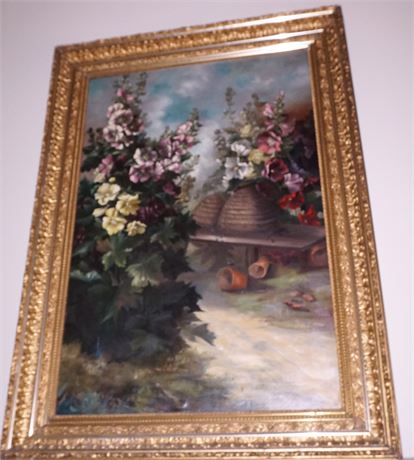 Lot 103. Large 19th-Century Oil on Canvas in Gilt Frame