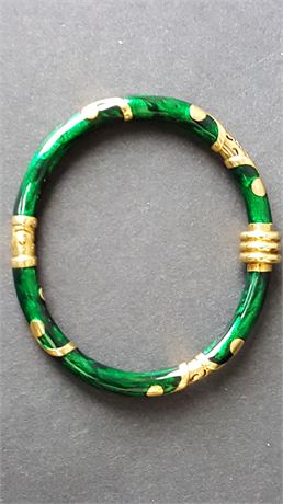 Lot 325. 18 Carat Yellow Gold Enameled Tubular Bangled Bracelet