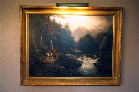 Lot 112. Oil on Canvas of Landscape with Figures