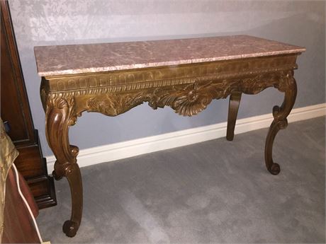 Lot 325. Pair of Marble Top Carved Consoles