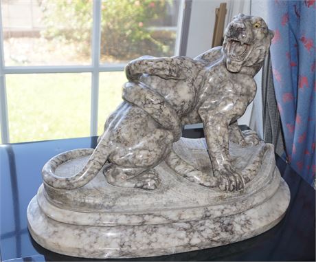 Lot 143. Large Marble Panther and Snake