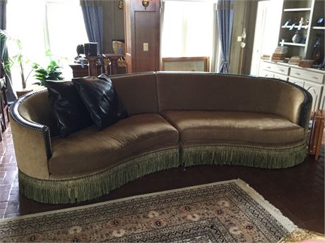 Lot 22. Two Piece Curved Sectional Sofa by Havertys