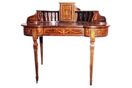 Lot 110. Inlaid Leather Top Console