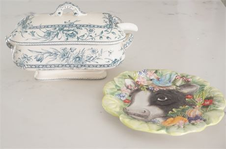 Blue and White Tureen & Floyd Dish
