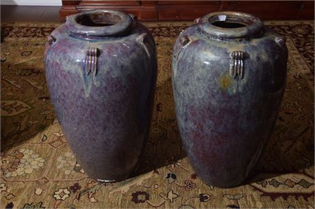Pair Of Flambe Glaze Jars
