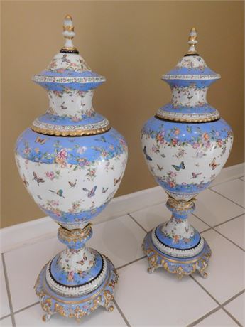 Pair of Sevres Style Urns