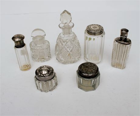 Assorted Silver Plate & Crystal Toilet Articles