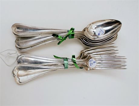Set of S/P "Fiddle & Thread" Place Forks & Spoons