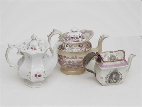 Three 19th Ceramic Tea Pots