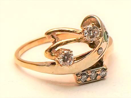 Diamond, Emerald Ring in 14 K Setting