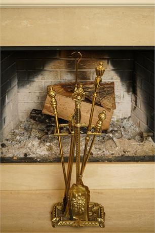 Set of Brass Fireplace Tools