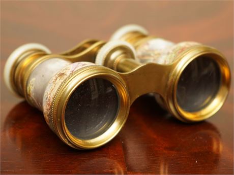 Pair of French Enamel And Brass Opera Glasses