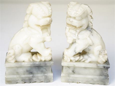 Pair of Soapstone Foodogs