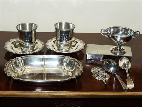 Miscellaneous Lot of 10 Pieces of Silver Plate & Pewter
