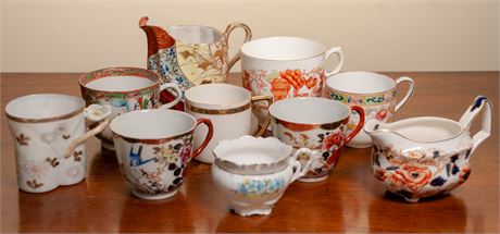 Miscellaneous Lot of Porcelain & Ironstone Cups & WEGWOOD Creamer