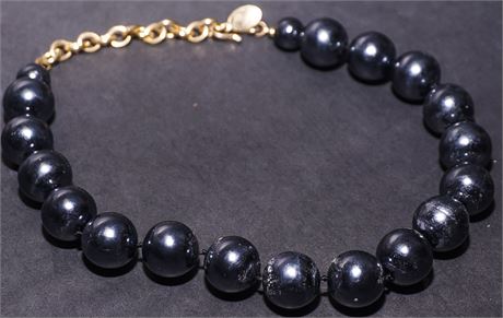 Carolee-Large Gray Black Costume Pearl Necklace