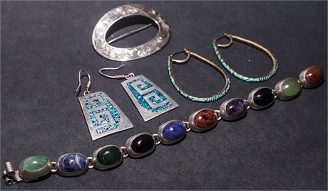 Group Lot of Silver and Semi Precious Stone Jewelry